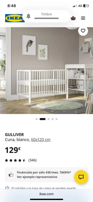 Cuna GULLIVER IKEA blanca 60x120 cm