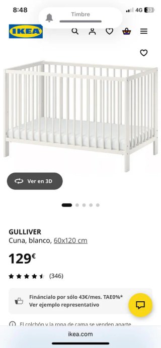 Cuna GULLIVER IKEA blanca 60x120 cm