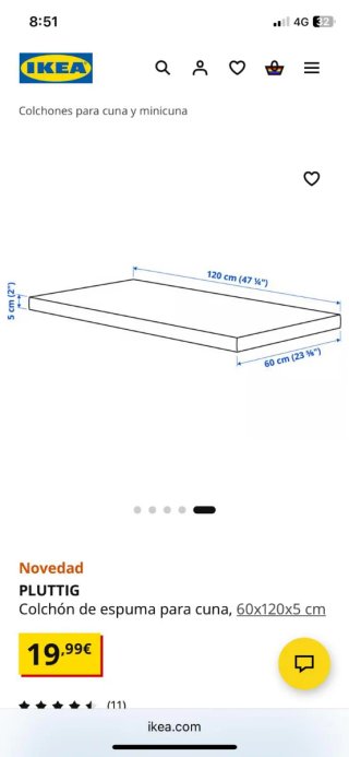 Cuna GULLIVER IKEA blanca 60x120 cm