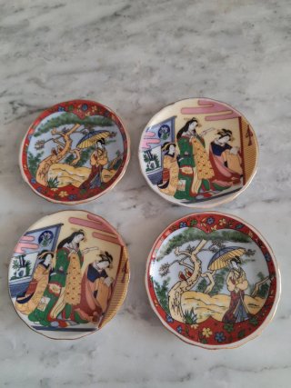 Juego 5 platos porcelana japonesa 10cm