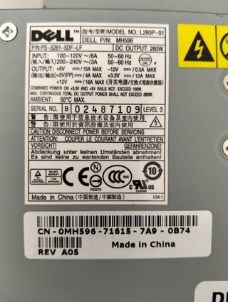 Fuente Alimentación Dell 280W L280P-01
