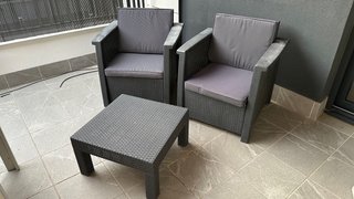 Conjunto 2 butacas y mesita exterior
