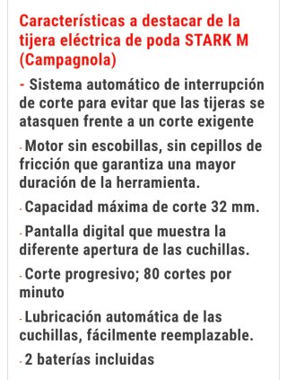 Tijeras de podar eléctricas Campagnola Stark