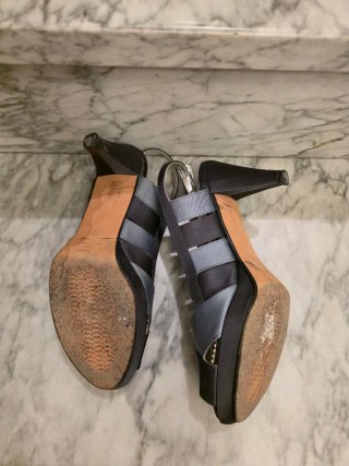 Sandali slingback pelle e raso