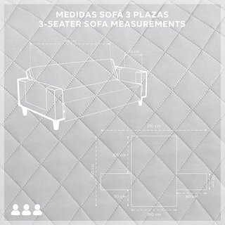 Funda Sofá Malu 3 Plazas Gris Claro
