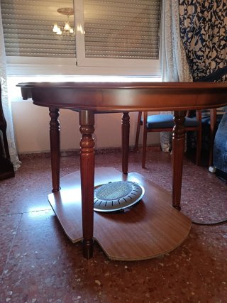Mesa camilla abatible redonda de madera