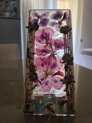 Portatelefono resina con fiori secchi