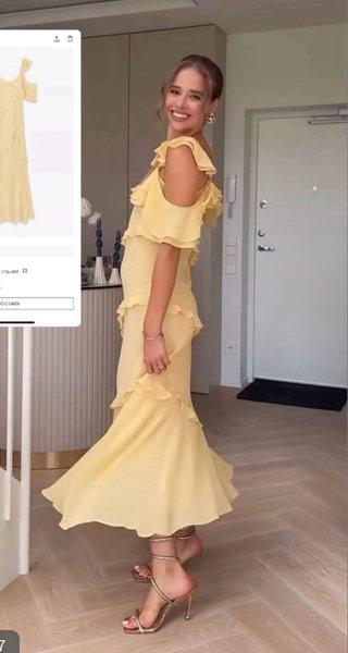 Vestido amarillo Zara volantes