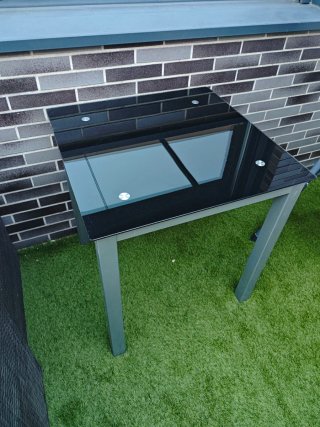 Mesa de cocina cristal y metal