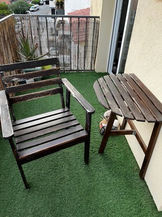 Conjunto mesa y silla de jardín madera