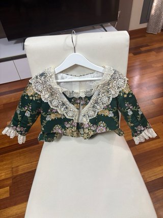 Traje de Fallera Niña Verde y Dorado