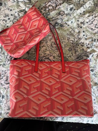 Bolso Tote Guess Rosa y Rojo Nuevo Sin Etiqueta