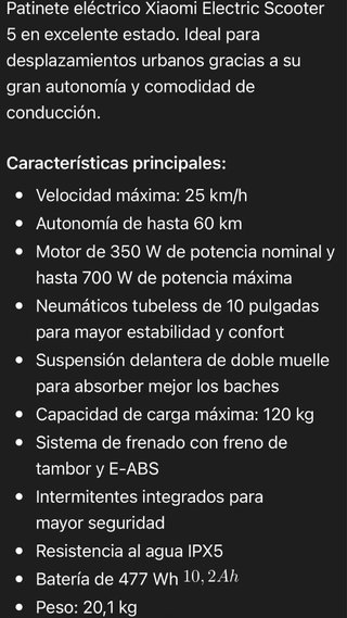 Patinete Eléctrico Xiaomi Electric Scooter 5