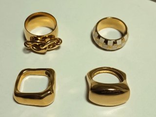 Lote 4 Anillos Acero Dorado