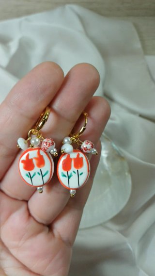 Pendientes Vintage Acero Inoxidable y Cerámica