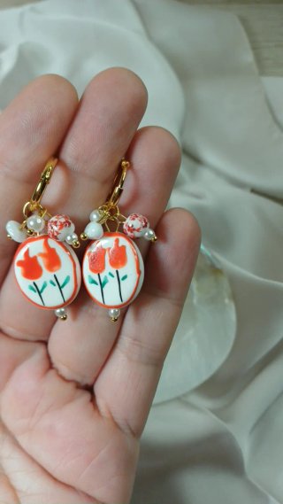 Pendientes Vintage Acero Inoxidable y Cerámica