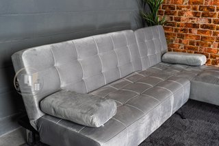 Sofá-cama chaise-longue gris terciopelo