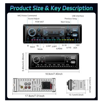 HE-1006 Radio Coche MP3 RGB. Nueva.