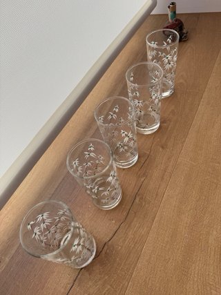 Juego 5 vasos tubo motivos florales