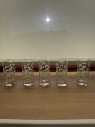 Juego 5 vasos tubo motivos florales