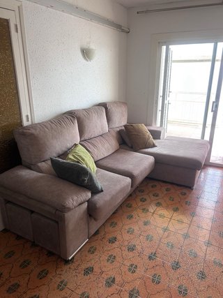 Sofá chaise longue tela rosa