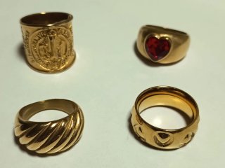 Lote 4 Anillos Acero Dorado