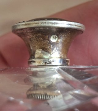 Hielera antigua cristal con pomos plata