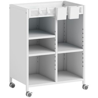 Bücherregal auf Rollen, 4-stufig, verstellbare Reg
