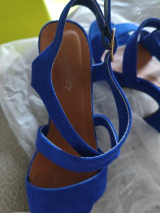 Zapatos de tacón azul ante plataforma n.35