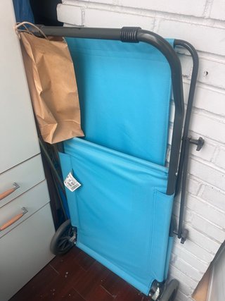 Hamaca plegable con ruedas azul