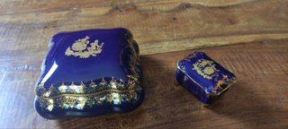 2 Joyeros Porcelana Azul Cobalto Limoges