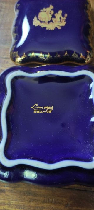 2 Joyeros Porcelana Azul Cobalto Limoges