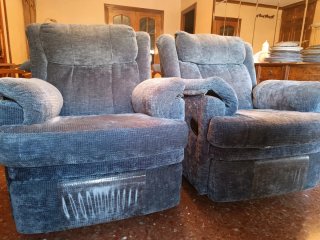 2 Sillones Mecedora Reclinables Tela Gris