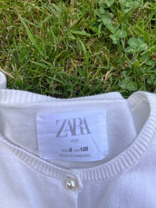 Chaqueta Zara Niña Talla 8 Blanca Perlas