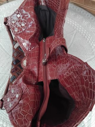 Bolso de mujer tejido marrón multicolor