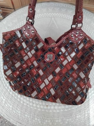 Bolso de mujer tejido marrón multicolor