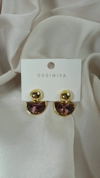Pendientes Chapado Oro y Cristal Malva