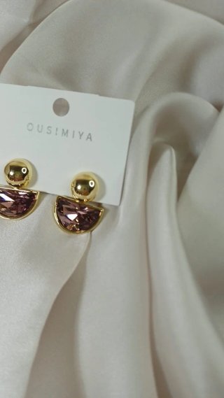Pendientes Chapado Oro y Cristal Malva