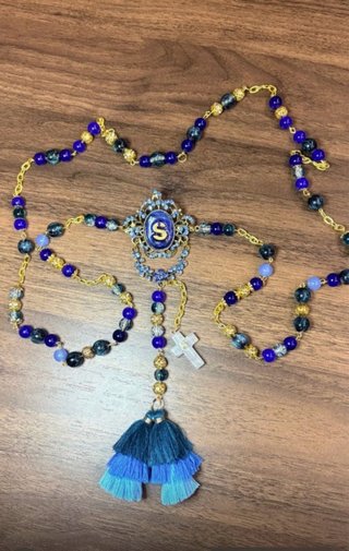 Tela para traje de fallera azul y oro
