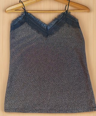 Top Camiseta T 38 M con brillantes lurex oro