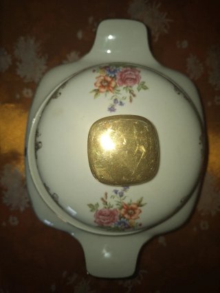 Sopera Antigua Porcelana Bavaria Flores Doradas