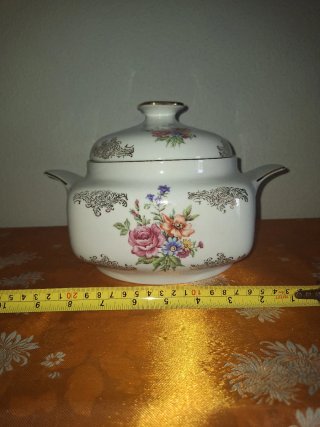 Sopera Antigua Porcelana Bavaria Flores Doradas