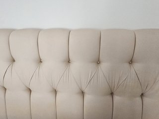 Cabecero de cama de matrimonio beige de tela