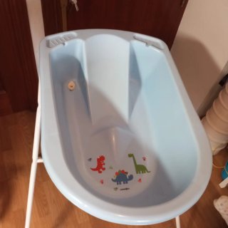 Bañera bebé azul con soporte plegable