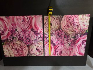 Cuadro floral rosas y lilas