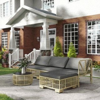 Outsunny Set da Giardino in Rattan con Divano e Ta