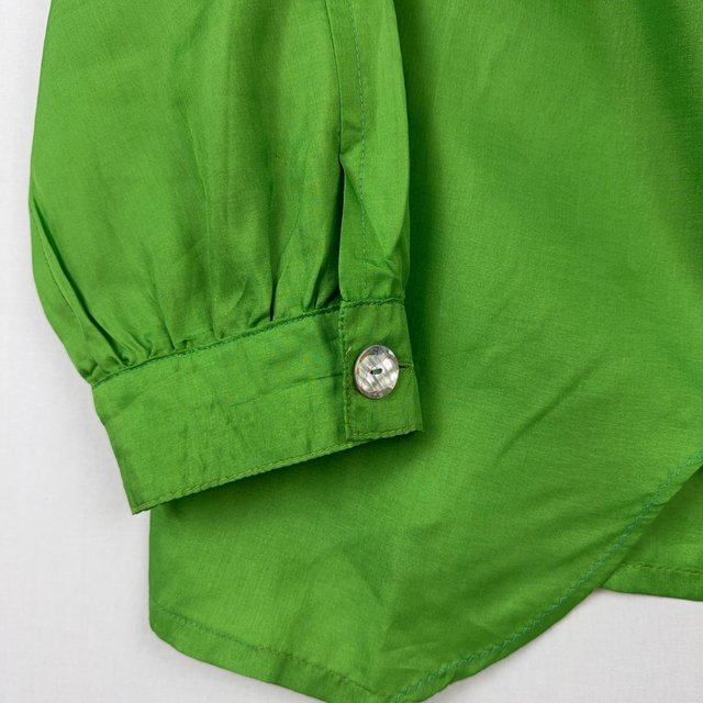 Vintage Embroidered Pleated Blouse In Green