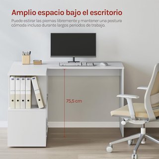 MESA ESCRITORIO ESQUINERO WOLTU CON ESTANTERÍA L