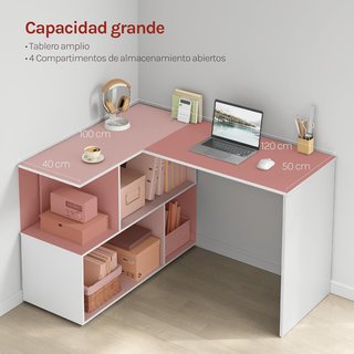 MESA ESCRITORIO ESQUINERO WOLTU CON ESTANTERÍA L