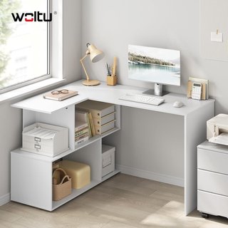 MESA ESCRITORIO ESQUINERO WOLTU CON ESTANTERÍA L